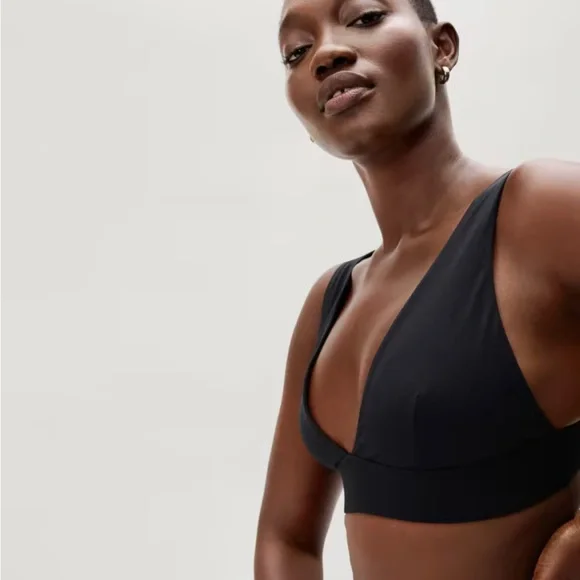 Everlane Womens size L Black The Triangle Bikini Top Tie Back Swim - Picture 2 of 7